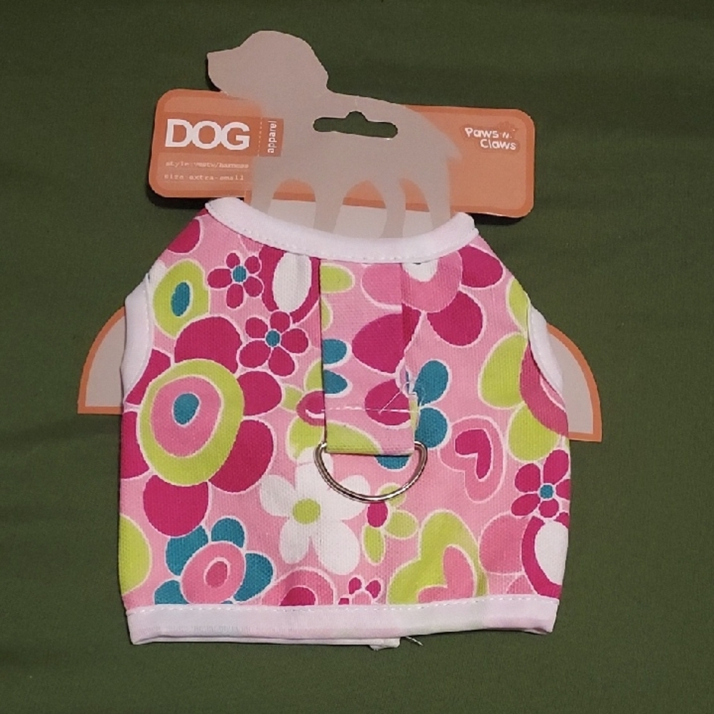 Floral Dog Vest w/ Harness - Pink, Green, Blue
